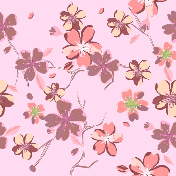 Beautiful floral patterns in japanese style - Vector, Imagen