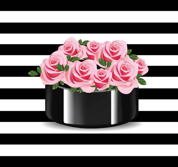 Букет троянд на смугастому фоні Векторні ілюстрації Декор
 - Вектор, зображення