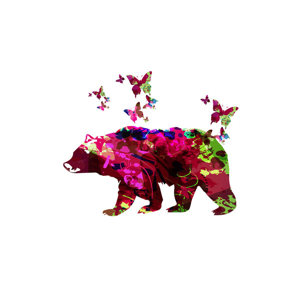 Silueta barevný medvěd - Vektor, obrázek