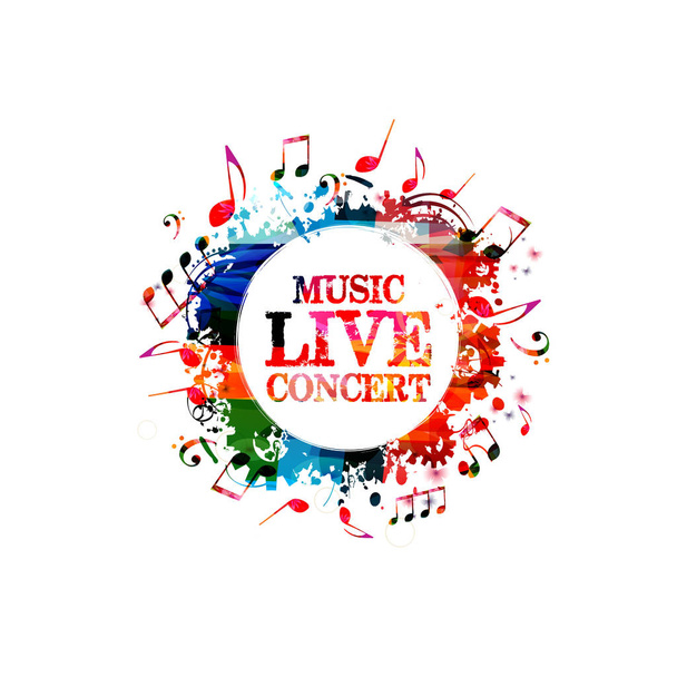 Music live concert inscription in colorful circle  - Vector, Image