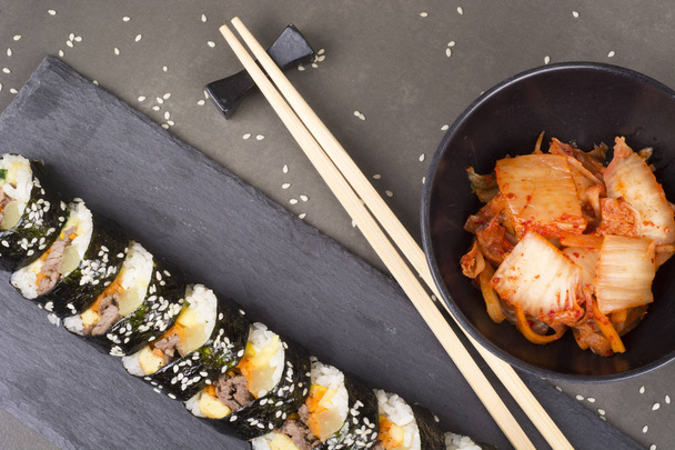 Kimbab rolls with tuna korean food - Photo, Image