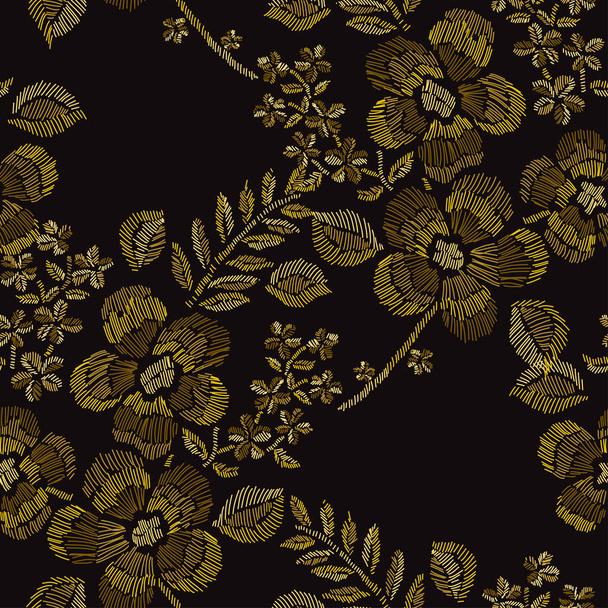 Bordado floral patrón sin costura
 - Vector, Imagen