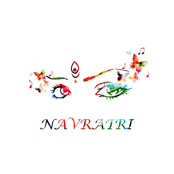 Navaratri έγχρωμη αφίσα - Διάνυσμα, εικόνα