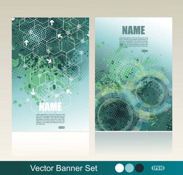 Banners with geometric pattern bachkround and blots bachkround. - Vector, Imagen