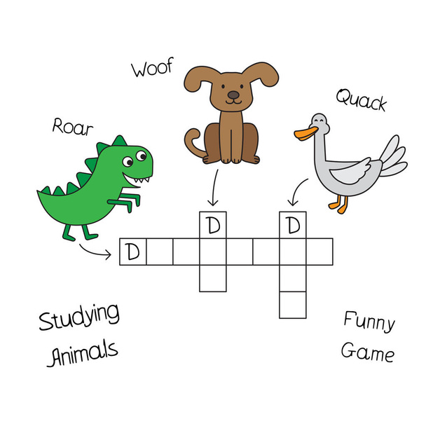 Crucigrama de animales divertidos para niños
 - Vector, Imagen