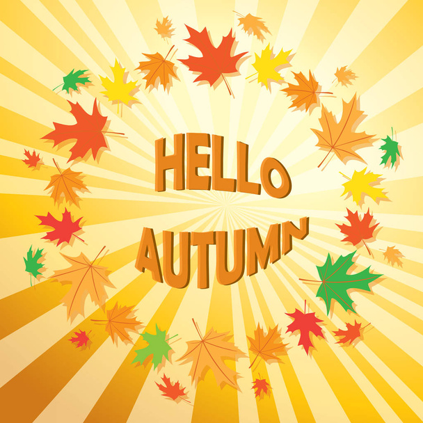 abstract  background with frame of leaves - vector hello autumn - Vetor, Imagem