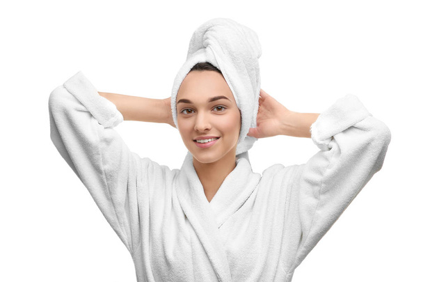 young woman in bathrobe - Photo, image