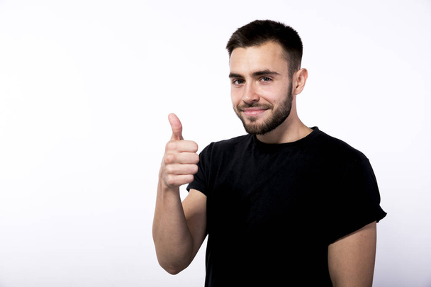 young attractive brown-haired man with a small stylish beard and - Fotó, kép