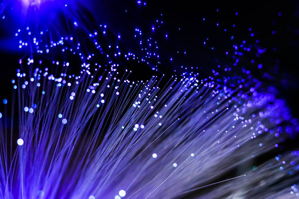 Blue optic fiber cable close up - Foto, imagen