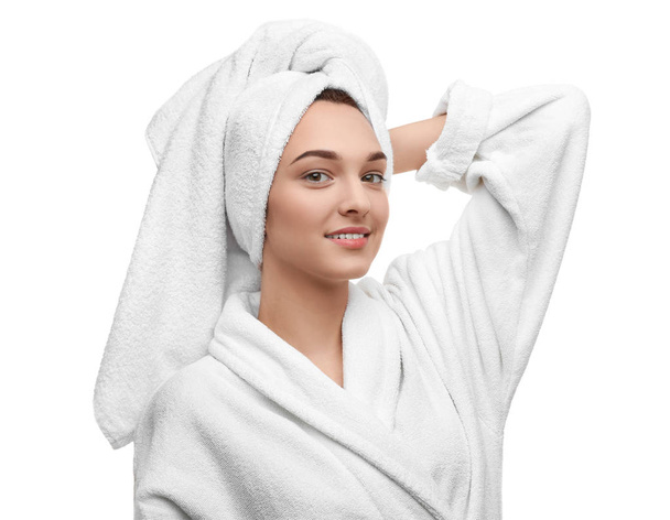 young woman in bathrobe - Фото, зображення