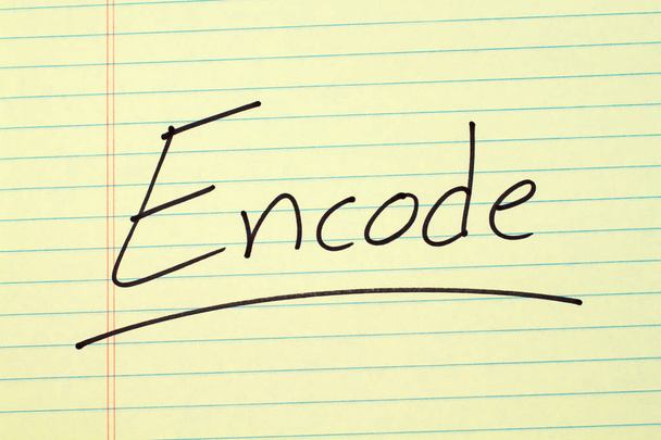 Encode On A Yellow Legal Pad - Zdjęcie, obraz