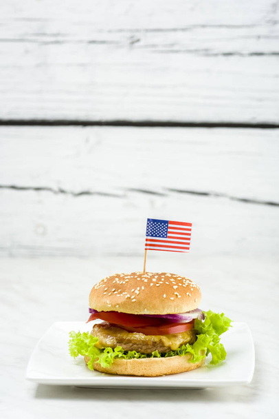 cheeseburger quick and tasty breakfast - Foto, Imagen