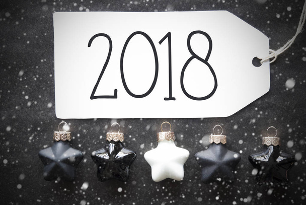 Black Christmas Balls, Snowflakes, Text 2018 - Foto, Bild