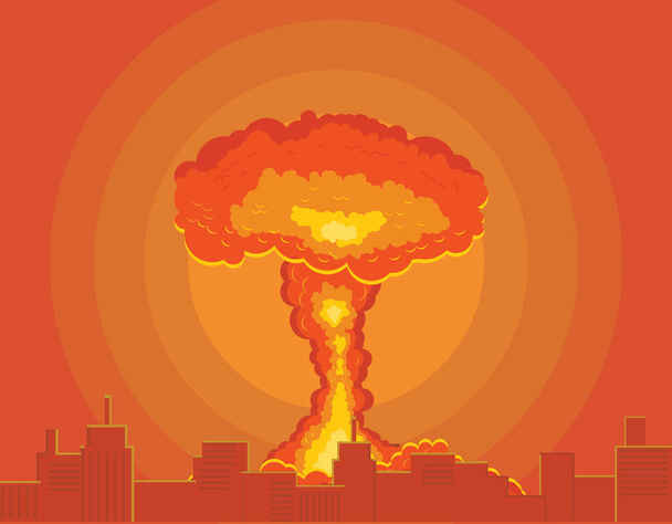 Atomový hřib výbuchu v městě  - Vektor, obrázek