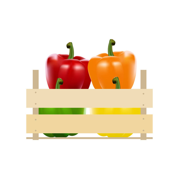 Wooden box Pepper crate,  wooden,  background,  box,  container - Vector, Image