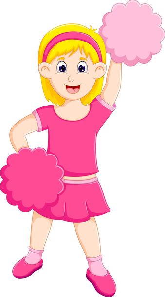 engraçada cheerleader desenhos animados posando com a mão para cima e sorrir
 - Foto, Imagem