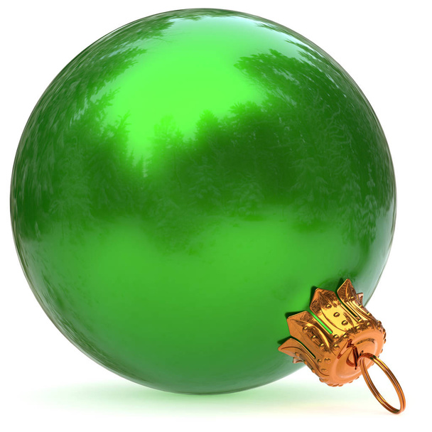 Green Christmas ball decoration New Year's Eve bauble  - Фото, изображение