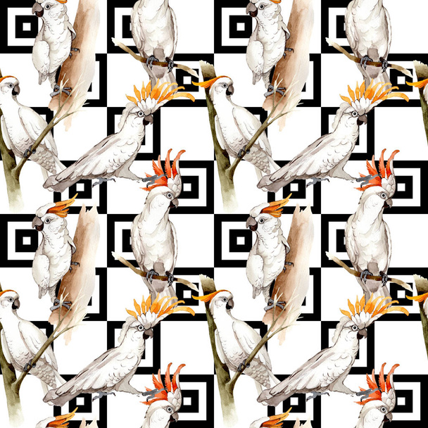 Égbolt madár fehér ara minta egy vadon élő állatok akvarell stílus. - Fotó, kép
