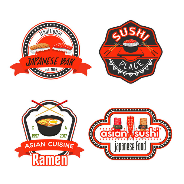 Векторные иконы для японского ресторана суши
 - Вектор,изображение