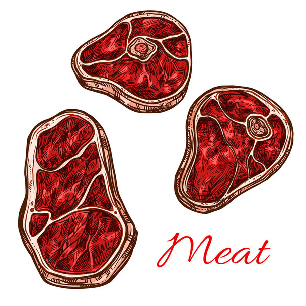 Vector fresh meat beefsteak filet vector sketch - Vector, Image