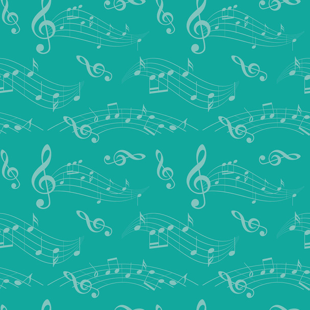 motif sans couture avec des notes de musique ondulées - fond d'aigue-marine vecteur
 - Vecteur, image