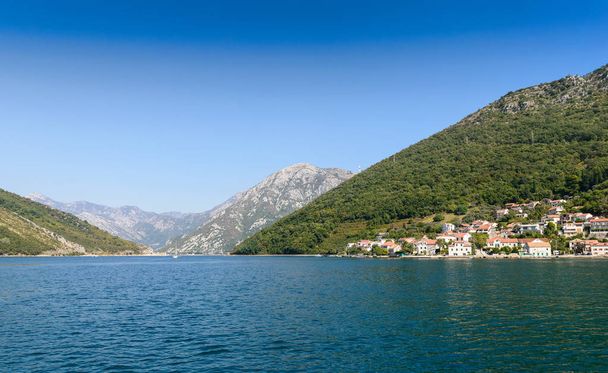 Kotor Bay, Lepetane town Montenegro - Fotoğraf, Görsel