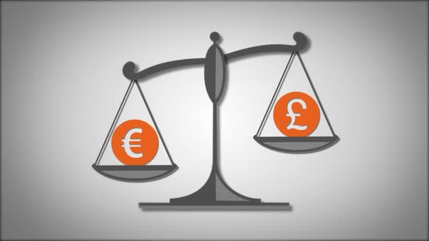 κλίμακες με σύμβολα του ευρώ και η Λίρα - Πλάνα, βίντεο