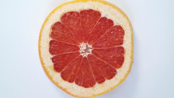 Grapefruitscheibe auf weißem Hintergrund - Filmmaterial, Video