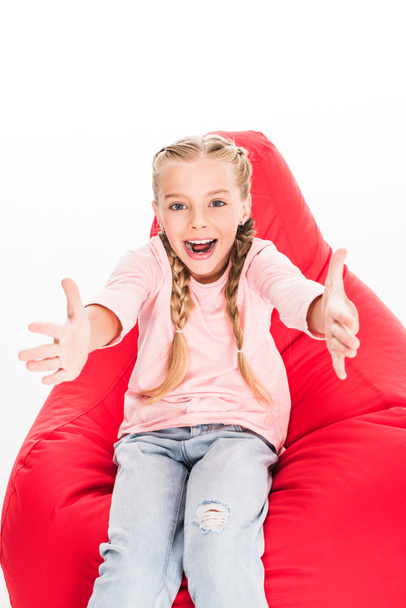 excited child with outstreched arms   - Foto, Imagem