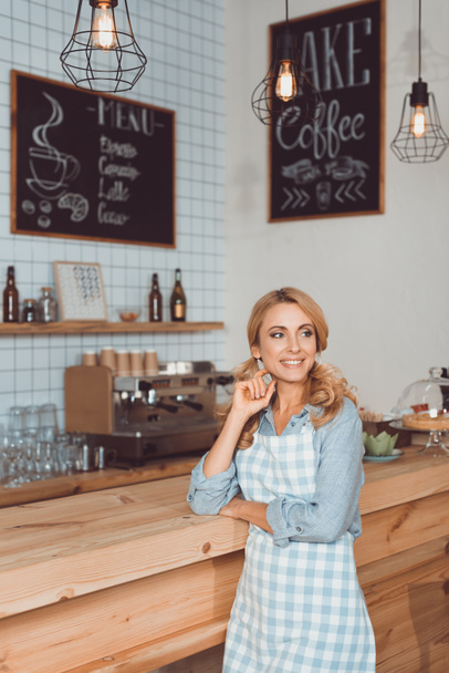 beautiful cafe owner in apron - Photo, Image