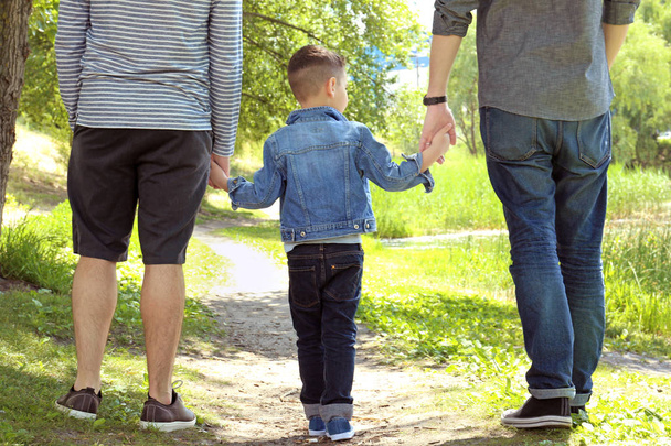 Gay couple with son in park - Zdjęcie, obraz
