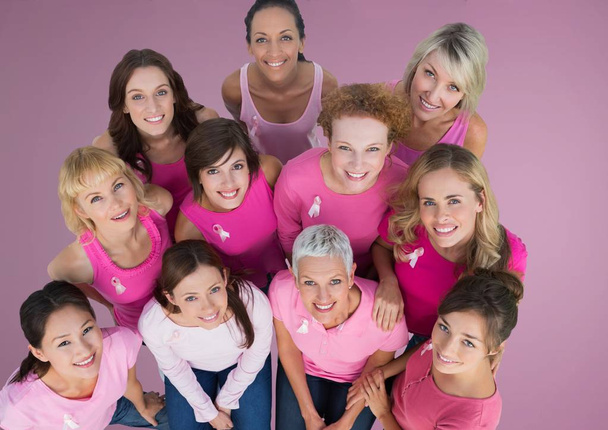 Breast cancer women looking up - Foto, Imagen