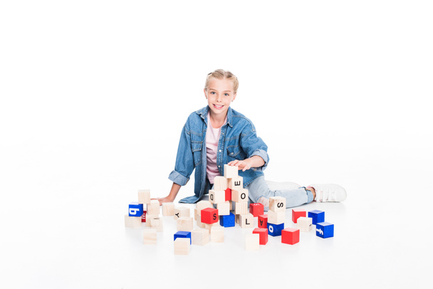 kid with aphabet blocks - Photo, Image