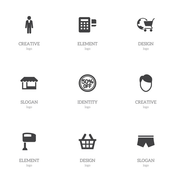 Набір з 9 значків торгівлі. Включає в себе такі символи, як продуктовий магазин, перемішати, пристрій і багато іншого. Може використовуватися для веб, мобільного, інтерфейсу та інфографіки
. - Вектор, зображення