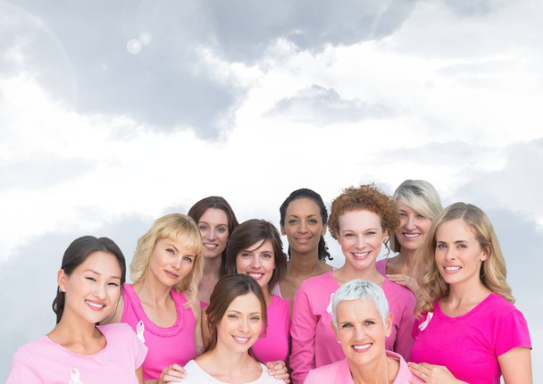 Breast cancer women with sky  - Φωτογραφία, εικόνα