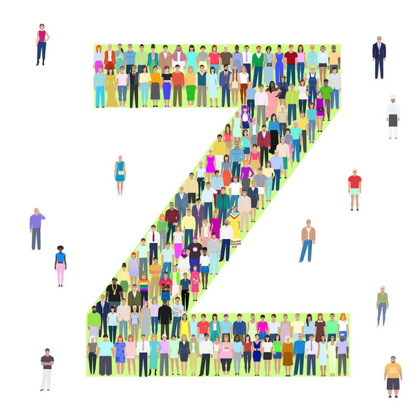 Буква Z, разные люди, векторная иллюстрация
 - Вектор,изображение