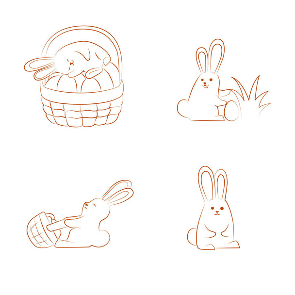 Pasen grappige konijnen - Vector, afbeelding