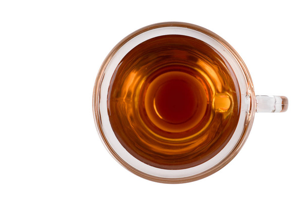 Top View of Red tea in cup on white background. - Foto, afbeelding