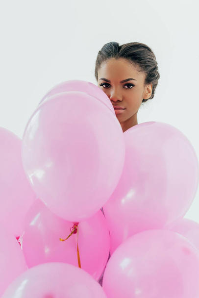 african american woman with balloons - Photo, Image