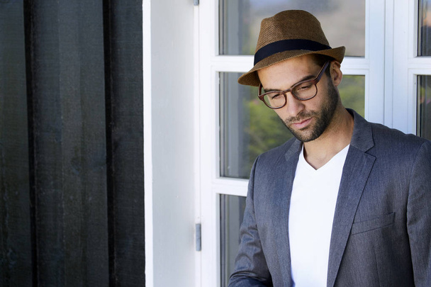 Guy in glasses and hat  - Φωτογραφία, εικόνα