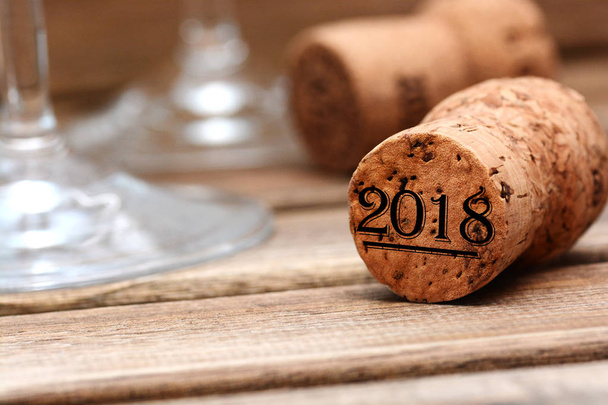 Boldog új évet 2018 a parafa dugó - Fotó, kép