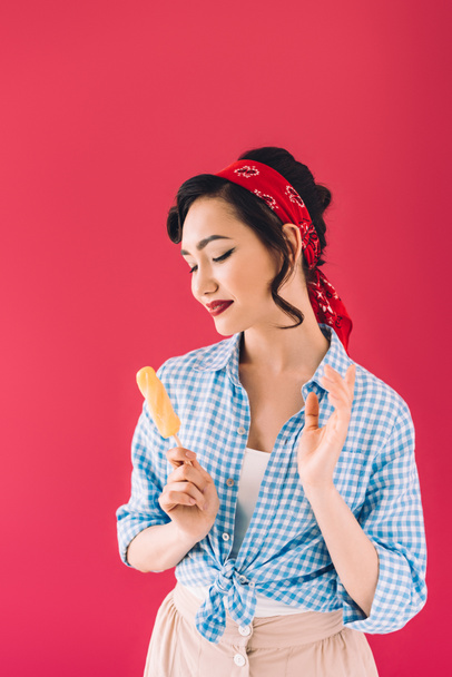 asian woman with popsicle  - Zdjęcie, obraz