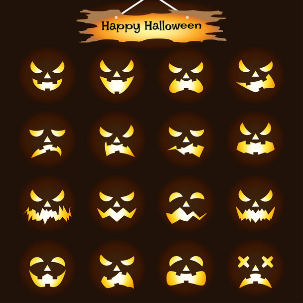 Feliz Halloween - Jack O 'Lantern Expresiones
 - Vector, Imagen