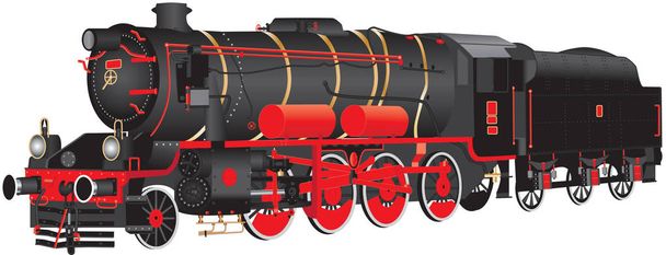 A ten wheeled steam locomotive - Vector, Image