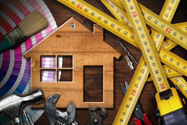 Ev geliştirme kavramı - iş araçları ve ev - Fotoğraf, Görsel