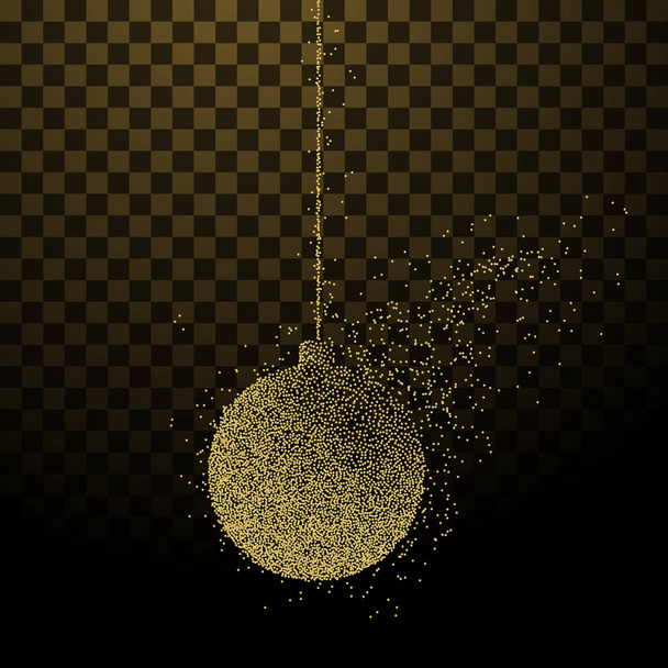 abstrakte Darstellung einer Weihnachtsdekorationskugel aus Punkten und Partikeln auf transparentem Hintergrund. - Vektor, Bild