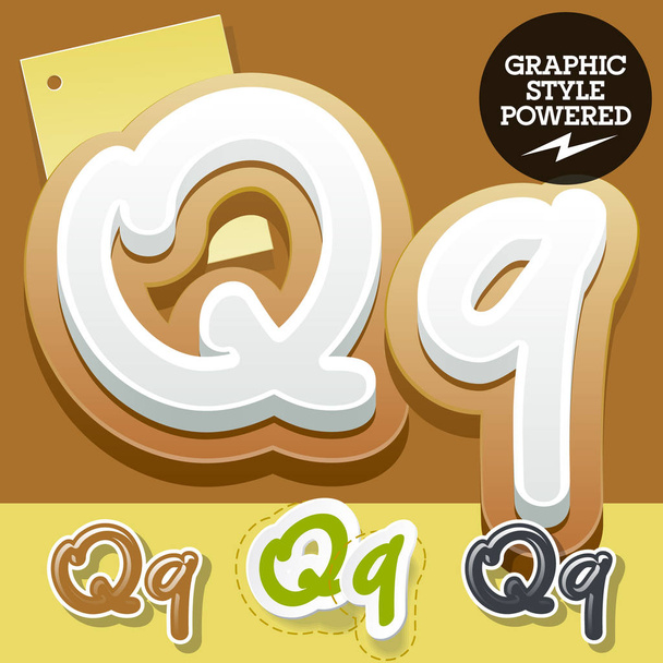 Vector set of handwritten delicious alphabet. Optional colorful graphic styles. Letter Q - Vektor, obrázek