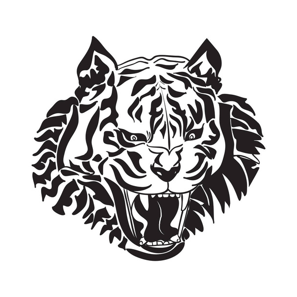 Лінійне мистецтво голови тигра на білому тлі
 - Вектор, зображення