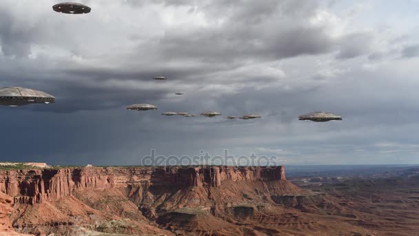 Loop met een Ufo invasie boven de Grand Canyon - Video