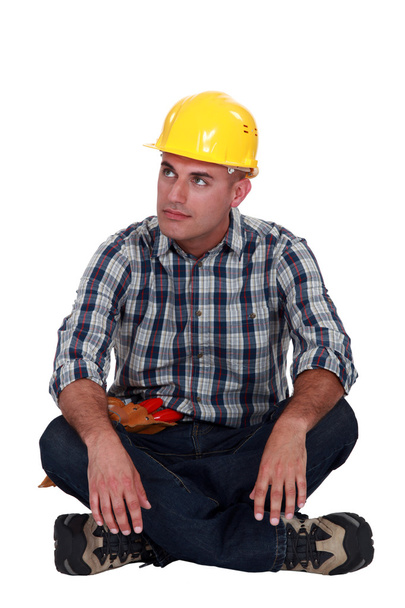 A pensive construction worker. - Foto, immagini